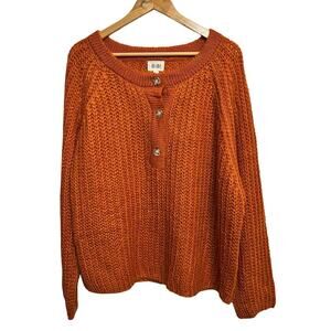 BiBi Loose Knit Sweater Style IP5409-01 Burnt‎ Orange Women’s XL V-Neck Buttons